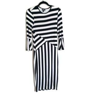 Project Runway, black and white striped form-fitting dress. Size medium